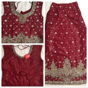 NEW MAROON LEHENGA SIZE 38 MEDIUM